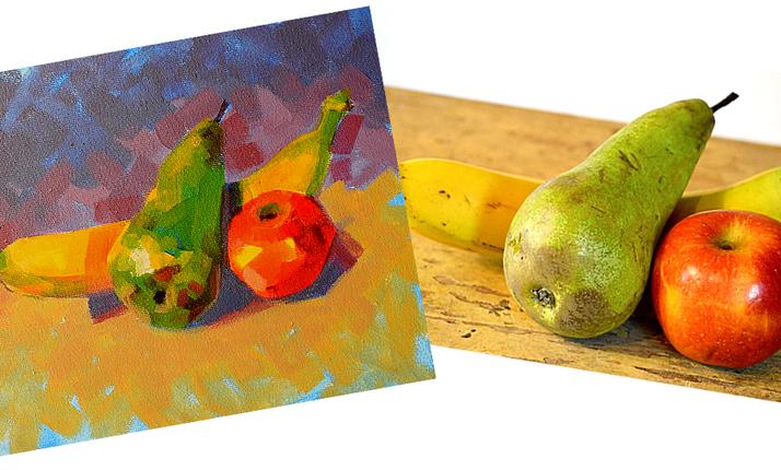 Zátiší s ovocem akrylem na plátno - online kurz