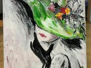 Expresivní malba špachtlí akrylovými barvami - motivy žen