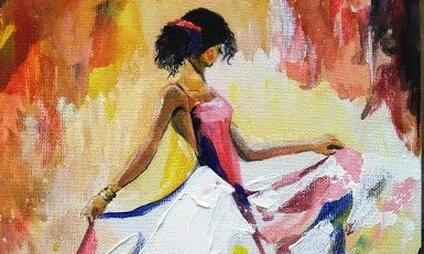 Expresivní malba špachtlí akrylovými barvami - motivy žen