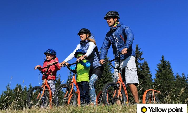 Koloběžková dráha od Špindlerovy boudy až do centra města - rodinné jízdné pro 4 osoby