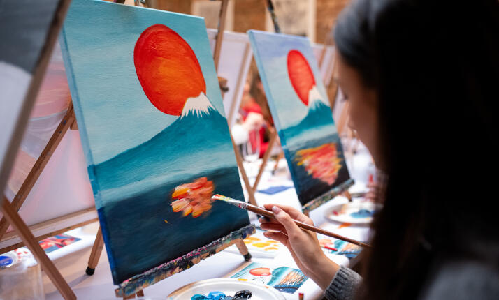 ArtMoment v Praze (Vnitroblock) - Malování akrylem v elegantní restauraci se sklenkou v ruce