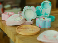 Výroba Jesmonite – svícen + extra tácek k setu