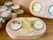 Výroba Jesmonite – svícen + extra tácek k setu