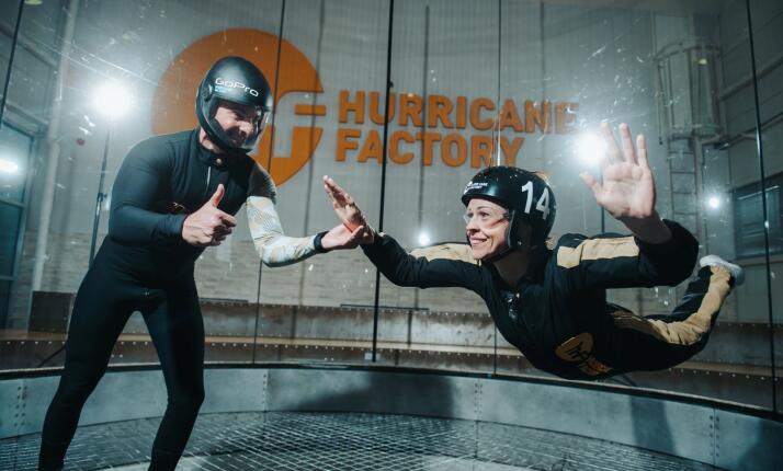 Hurricane factory Praha - Zažij let v tunelu ve větru s rychlostí až 270 km/h