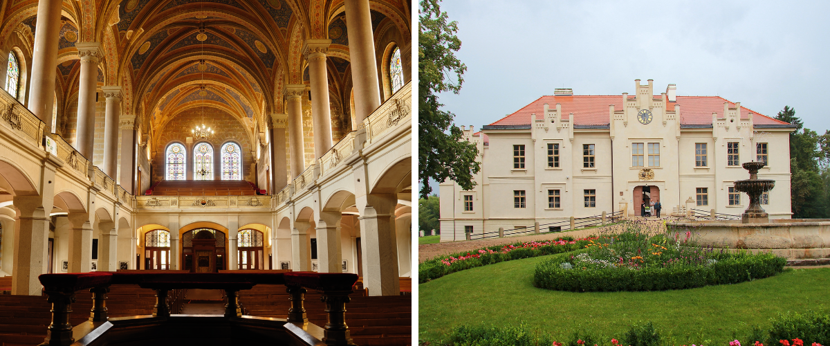 interiér synagogy a zámek Blovice